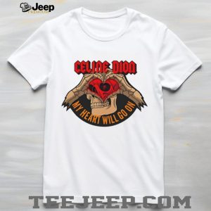Celine Dion My Heart Will Go On Metal Skull Hand Heart Graphic T Shirt Celine Dion My Heart Will Go On Metal Skull Hand Heart Graphic T Shirt