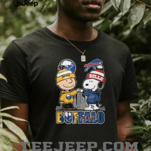 Charlie Brown and Snoopy Buffalo Sports Fans Bills Sabres Fist Bump T Shirt