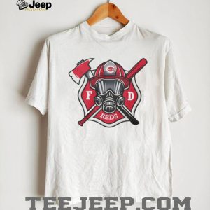 Cincinnati Reds Fire Department FD Logo Baseball Fans First Responders White T Shirt