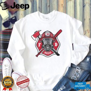 Cincinnati Reds Fire Department FD Logo Baseball Fans First Responders White T Shirt