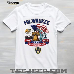 Custom Milwaukee Brewers 250th Anniversary American Heritage Baseball Jersey T Shirt Custom Milwaukee Brewers 250th Anniversary American Heritage Baseball Jersey T Shirt