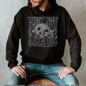 Dallas Cowboys They Not Like Us Star Helmet Silver Glitter Fan T Shirt