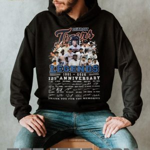 Detroit Tigers Legends 125th Anniversary 1901 2026 Signatures History T Shirt Detroit Tigers Legends 125th Anniversary 1901 2026 Signatures History T Shirt