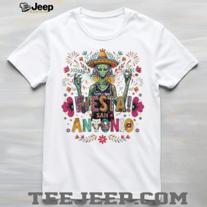 Fiesta San Antonio Alien Sombrero Spurs Basketball White Graphic T Shirt Fiesta San Antonio Alien Sombrero Spurs Basketball White Graphic T Shirt