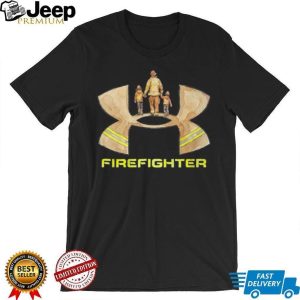 Firefighter Dad and Children Watercolor Shield Hero T Shirt Firefighter Dad and Children Watercolor Shield Hero T Shirt