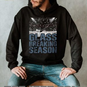 Glass Breaking Season Vintage Hockey Stick and Shattered Glass Graphic T Shirt