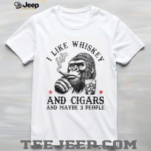 Gorilla I Like Whiskey And Cigars And Maybe 3 People Retro Graphic T Shirt Gorilla I Like Whiskey And Cigars And Maybe 3 People Retro Graphic T Shirt
