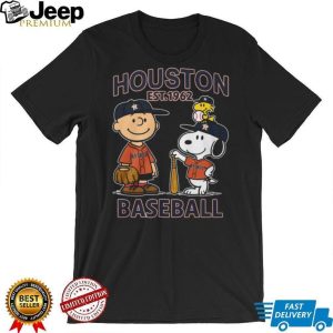 Houston Astros Peanuts Charlie Brown and Snoopy MLB Baseball T Shirt Houston Astros Peanuts Charlie Brown and Snoopy MLB Baseball T Shirt