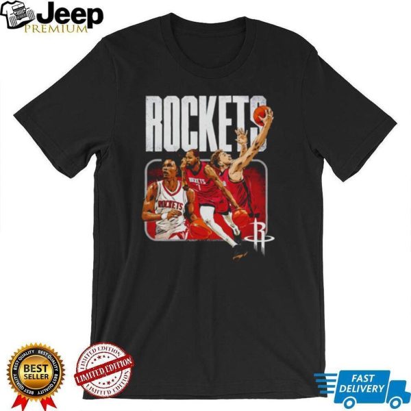 Houston Rockets Retro Graphics Houston Rockets 2026 NBA Playoffs Trio Vintage Graphic T Shirt Team ...