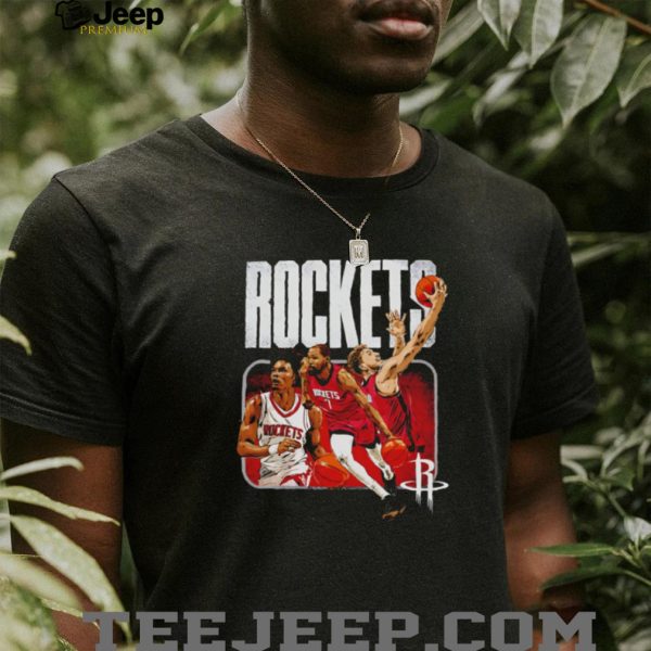 Houston Rockets Retro Graphics Houston Rockets 2026 NBA Playoffs Trio Vintage Graphic T Shirt Team ...