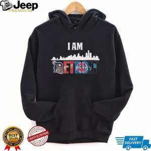 I Am Detroit City Skyline Sports Mashup T Shirt Tigers, Wings, Pistons, Lions