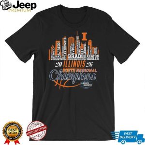 Illinois Fighting Illini 2026 South Regional Champions Roster Skyline T Shirt Illinois Fighting Illini 2026 South Regional Champions Roster Skyline T Shirt