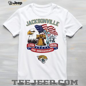 Jacksonville Jaguars 250th Anniversary 1776 2026 Camo Sleeve Custom Jersey T Shirt Jacksonville Jaguars 250th Anniversary 1776 2026 Camo Sleeve Custom Jersey T Shirt