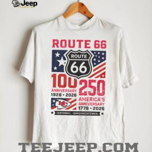 Kansas City Chiefs Centennial Route 66 & America 250th Anniversary T Shirt Kansas City Chiefs Centennial Route 66 & America 250th Anniversary T Shirt