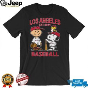 Los Angeles Angels Peanuts Snoopy Charlie Brown Baseball Graphic T Shirt Los Angeles Angels Peanuts Snoopy Charlie Brown Baseball Graphic T Shirt