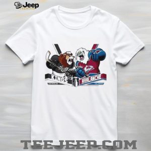 Los Angeles Kings vs Colorado Avalanche NHL Mascot Rivalry T Shirt Los Angeles Kings vs Colorado Avalanche NHL Mascot Rivalry T Shirt