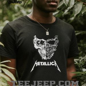 Metallica Demonic Screaming Skull Lyrics Artistic Black T Shirt
