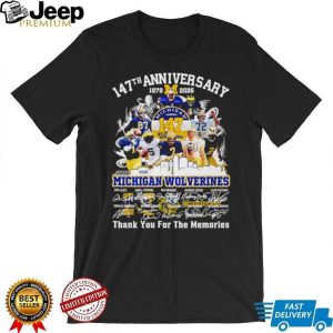 Michigan Wolverines 147th Anniversary (1879 2026) Legends Signatures T Shirt Michigan Wolverines 147th Anniversary (1879 2026) Legends Signatures T Shirt