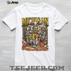 Michigan Wolverines Basketball Skeletons Flaming Hoop T Shirt Michigan Wolverines Basketball Skeletons Flaming Hoop T Shirt