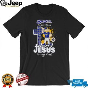 Milwaukee Brewers Baseball Jesus In My Heart Brewers In My Veins T Shirt