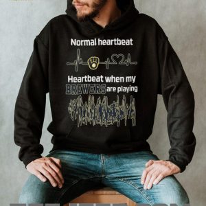 Milwaukee Brewers Heartbeat Normal vs Gameday Baseball Fan Graphic T Shirt Milwaukee Brewers Heartbeat Normal vs Gameday Baseball Fan Graphic T Shirt