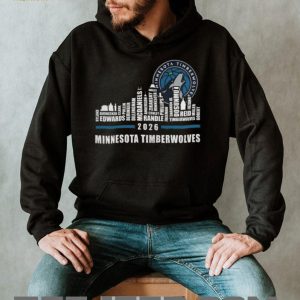 Minnesota Timberwolves City Skyline 2026 Season Roster Player Names Fans Vintage Black T Shirt