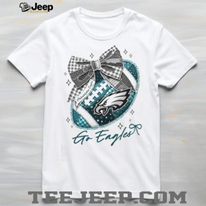 Philadelphia Eagles Teal Patchwork Bow NFL Design T Shirt