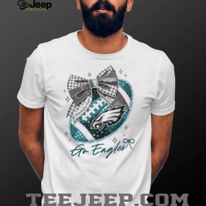 Philadelphia Eagles Teal Patchwork Bow NFL Design T Shirt