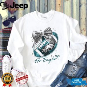 Philadelphia Eagles Teal Patchwork Bow NFL Design T Shirt