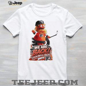 Philadelphia Flyers Gritty We Are Back Playoffs 2026 White Graphic T Shirt Philadelphia Flyers Gritty We Are Back Playoffs 2026 White Graphic T Shirt