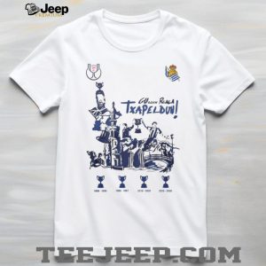 Real Sociedad Copa Del Rey Champions 2026 Txapeldun White T Shirt Real Sociedad Copa Del Rey Champions 2026 Txapeldun White T Shirt