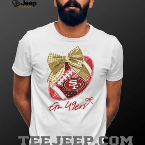 San Francisco 49ers Go 49ers Football Coquette Ribbon T Shirt