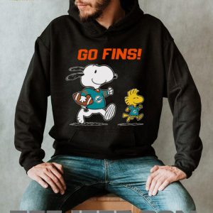 Snoopy and Woodstock Go Fins! Miami Dolphins NFL T Shirt Snoopy and Woodstock Go Fins! Miami Dolphins NFL T Shirt