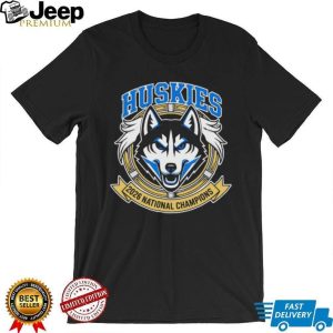 UConn Huskies 2026 National Champions Gold Ribbon Mascot Black T Shirt UConn Huskies 2026 National Champions Gold Ribbon Mascot Black T Shirt