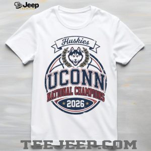 UConn Huskies 2026 National Champions Vintage Circle White T Shirt UConn Huskies 2026 National Champions Vintage Circle White T Shirt