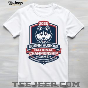 UConn Huskies 2026 National Championship Game Shield White T Shirt UConn Huskies 2026 National Championship Game Shield White T Shirt