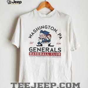 Washington PA Generals Baseball Club Est 1934 Vintage Logo T Shirt Washington PA Generals Baseball Club Est 1934 Vintage Logo T Shirt