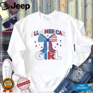 All American Girl Patriotic USA Flag Bow Stars T Shirt