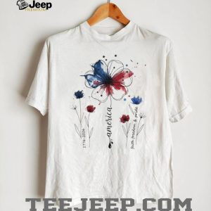 America 1776 2026 Patriotic Floral Faith Freedom Pride T Shirt