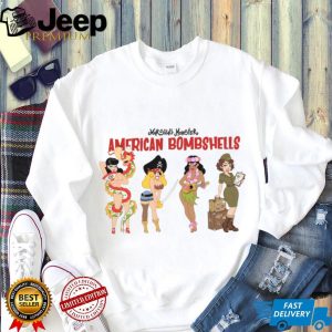 American Bombshells Pin Up Girl Style Retro Illustration T Shirt