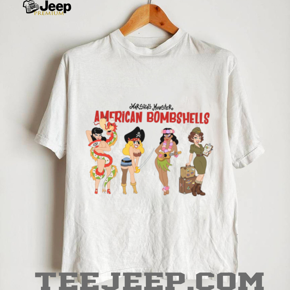 American Bombshells Pin Up Girl Style Retro Illustration T Shirt American Bombshells Pin Up Girl Style Retro Illustration T Shirt