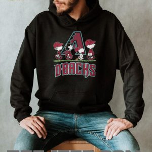 Arizona Diamondbacks Peanuts Snoopy Charlie Brown Lucy Walking Red Black Teal Baseball T Shirt