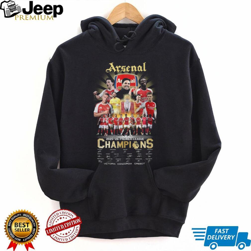 Arsenal 2025 26 Premier League Champions Signature T Shirt Arsenal 2025 26 Premier League Champions Signature T Shirt