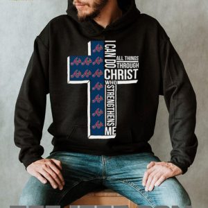 Atlanta Baseball Cross Christian Faith Christ Strengthens Me T Shirt