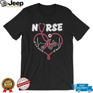 Atlanta Baseball Nurse T Shirt Nursing Heartbeat Professional Fan T Shirt