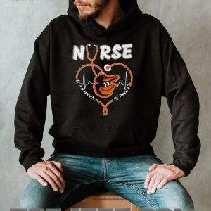 Baltimore Orioles Nurse Work Of Heart Stethoscope Orange Bird Logo T Shirt