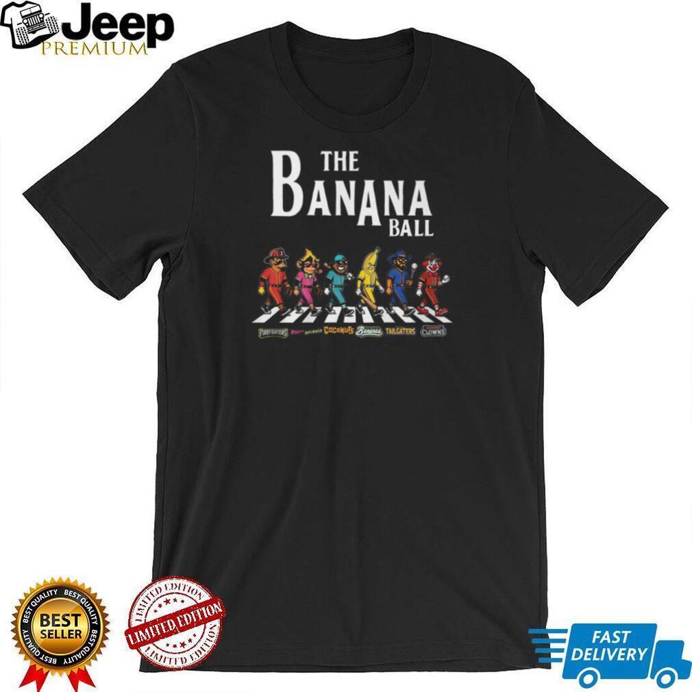 Banana Ball Mascot Characters Walking Abbey Road Style Baseball Teams Black T Shirt Banana Ball Mascot Characters Walking Abbey Road Style Baseball Teams Black T Shirt