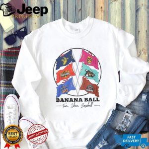 Banana Ball Team Flags Fun Show Baseball Mascot Cross Flags T Shirt