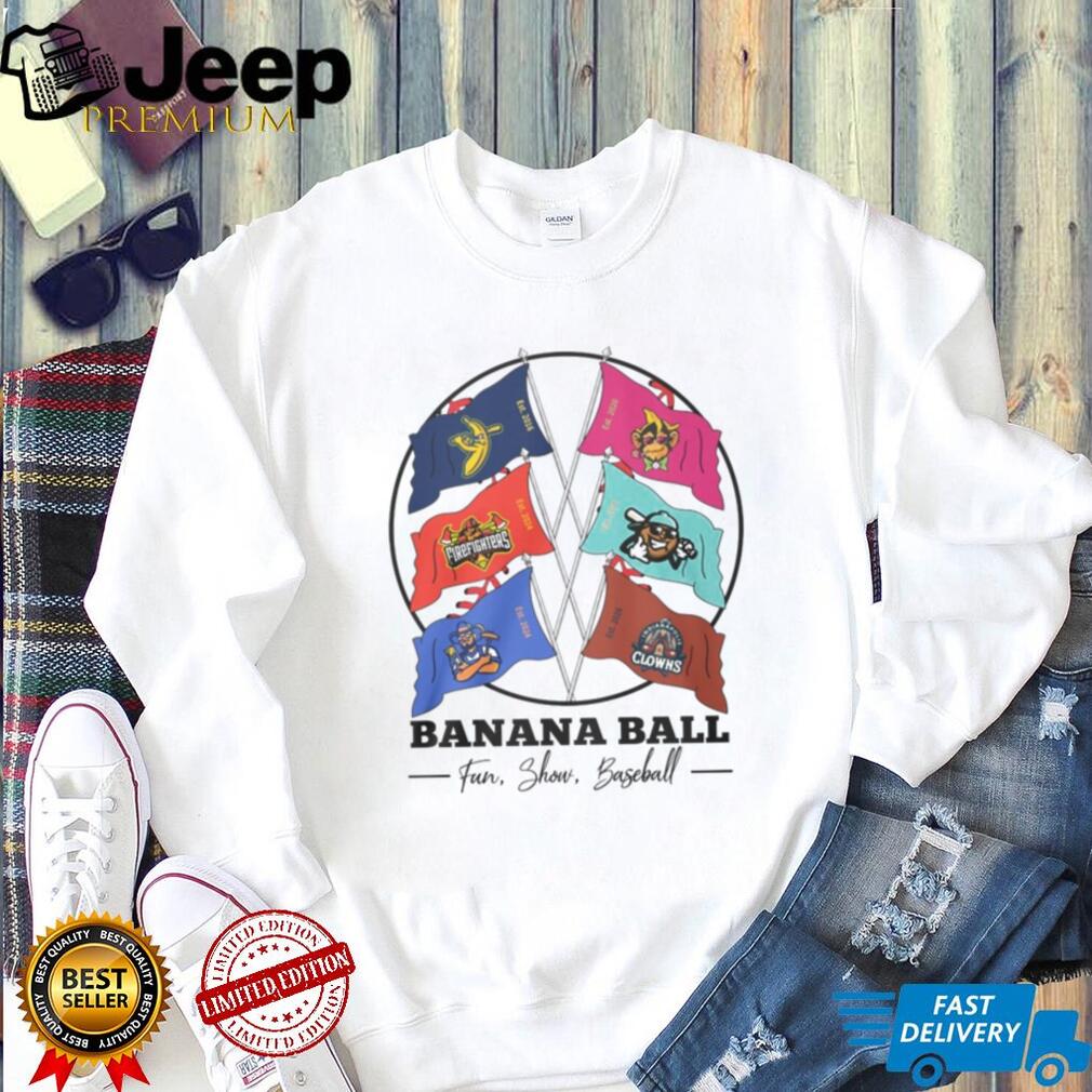 Banana Ball Team Flags Fun Show Baseball Mascot Cross Flags T Shirt Banana Ball Team Flags Fun Show Baseball Mascot Cross Flags T Shirt
