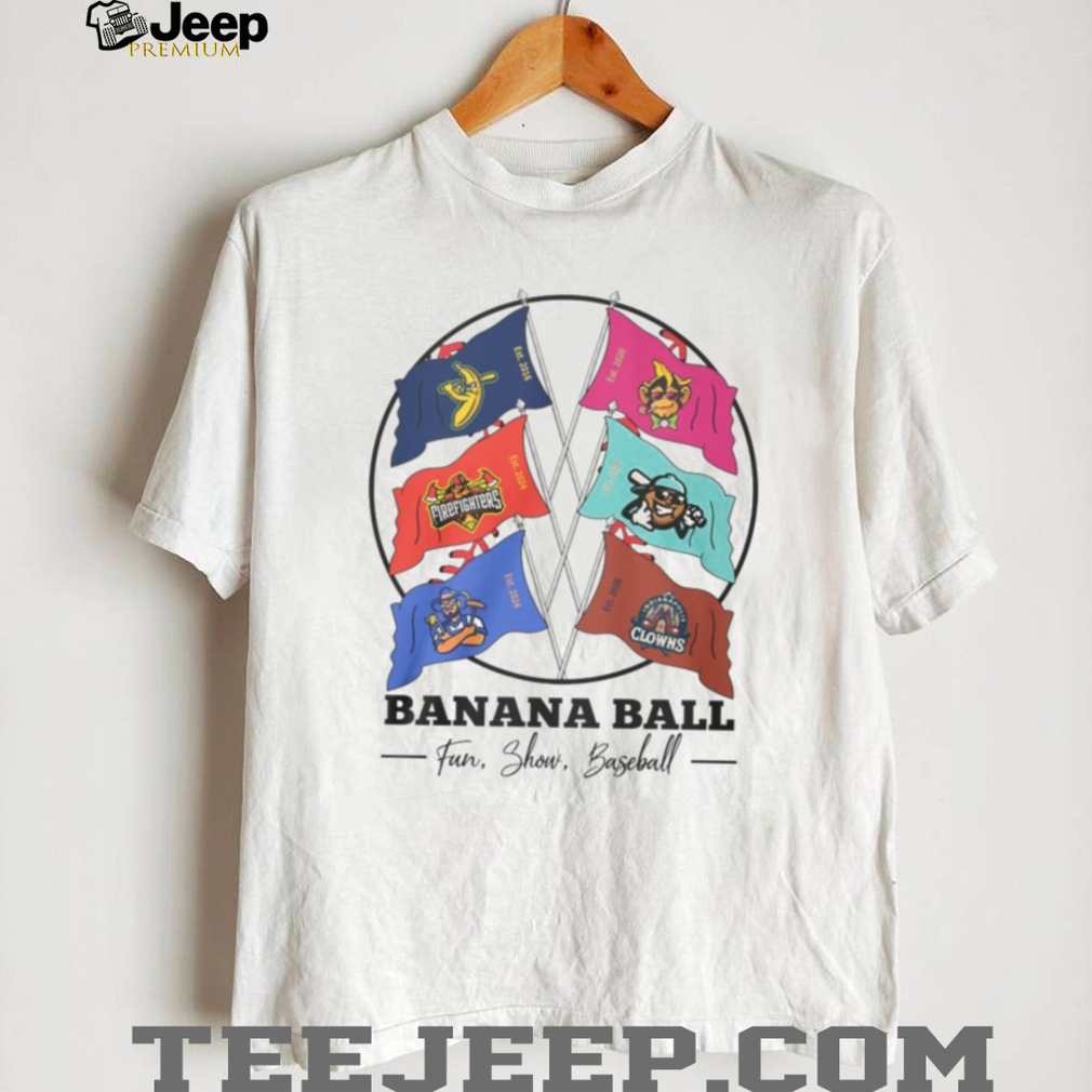 Banana Ball Team Flags Fun Show Baseball Mascot Cross Flags T Shirt Banana Ball Team Flags Fun Show Baseball Mascot Cross Flags T Shirt